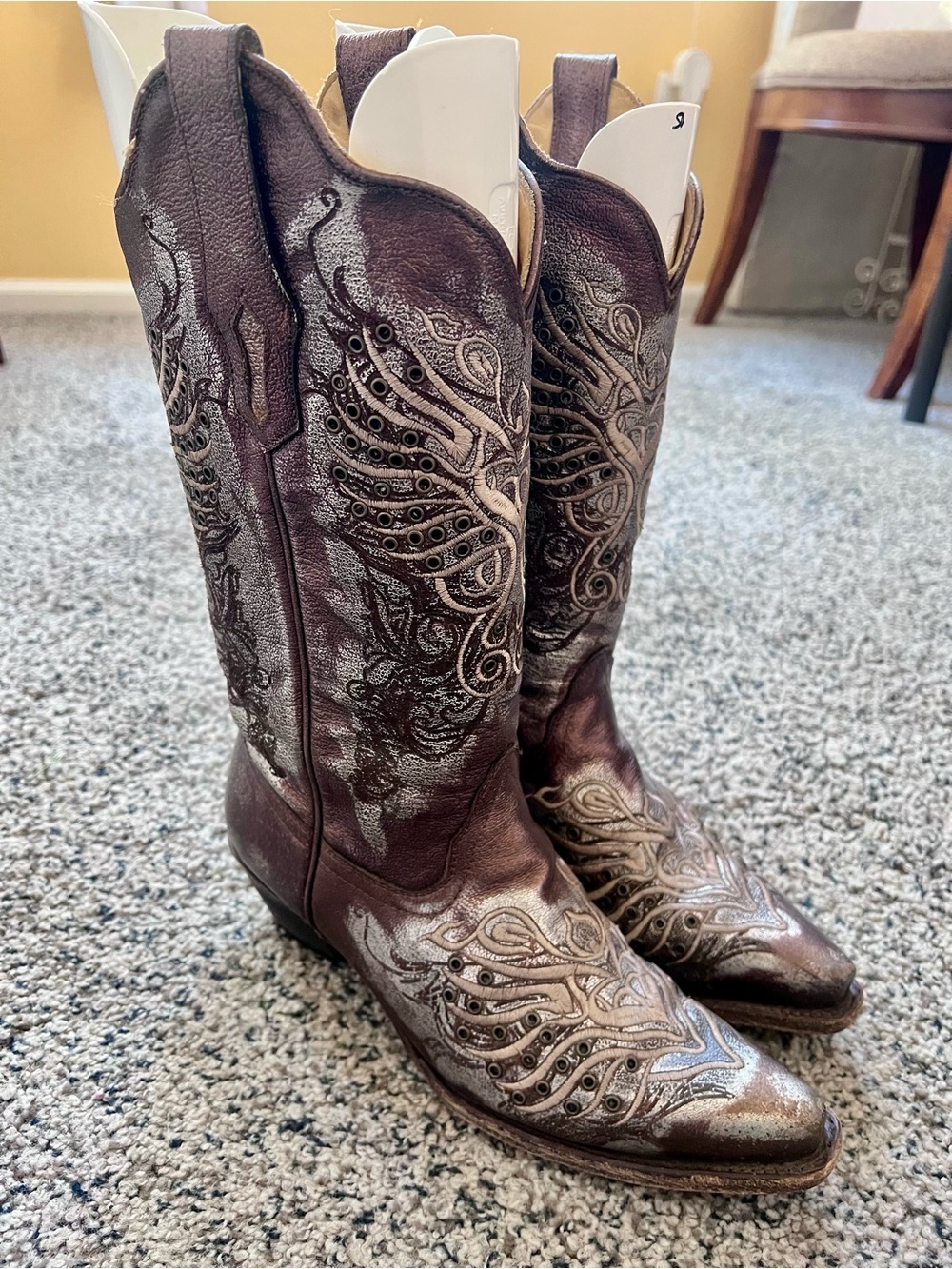 Corral Distressed Metallic Brown Silver Leather Embroidered Western Cowboy boots
